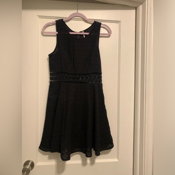 Free People Black Skater Floral Knit/Crochet Dress - Picture 6 of 6